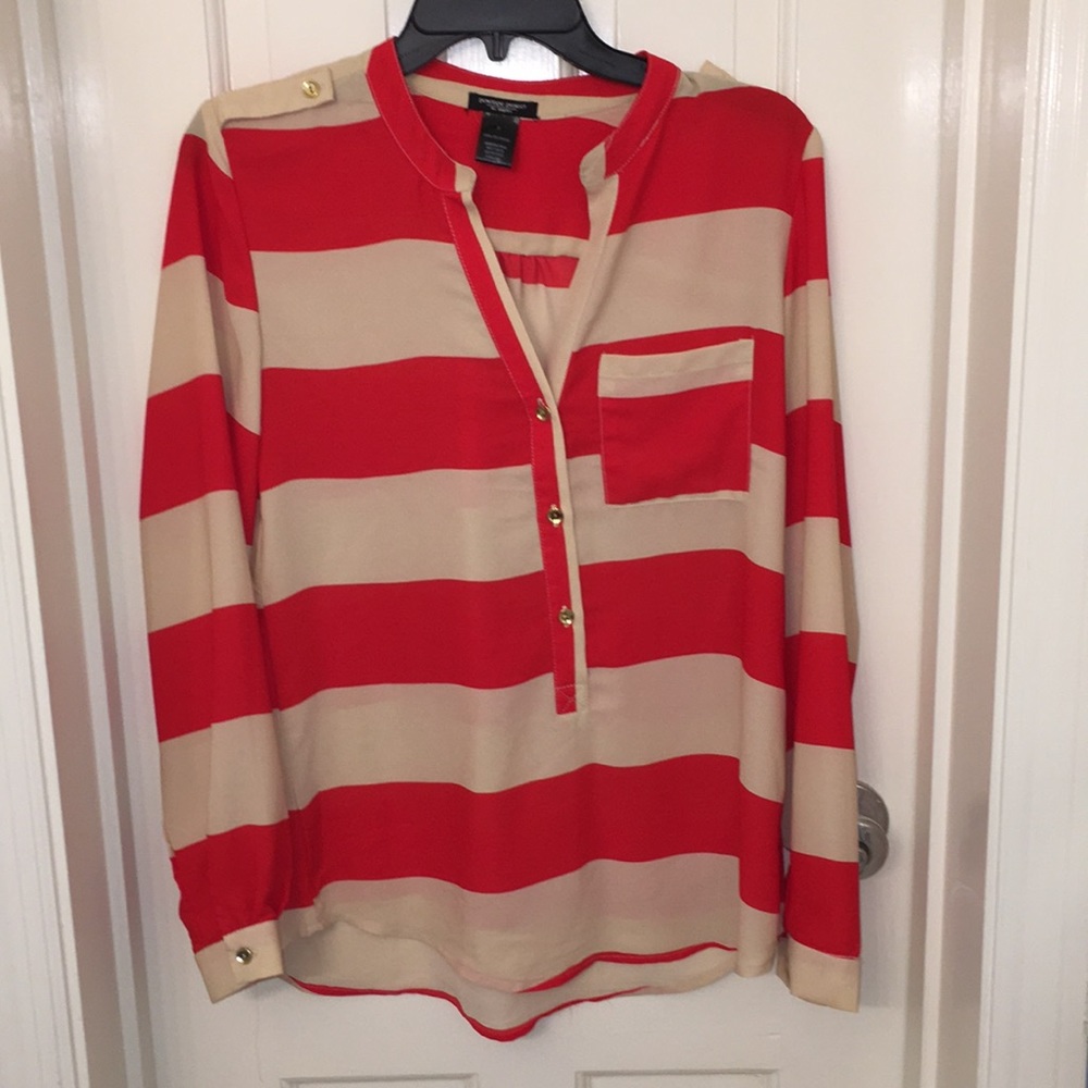 Red and Tan blouse